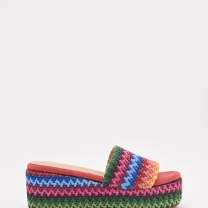 Cuñas tejidas color coral multicolor