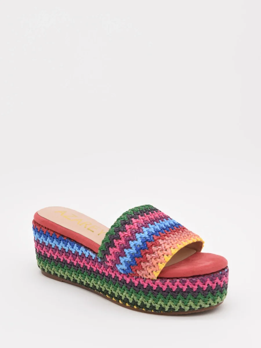 Cuñas tejidas color coral multicolor - Imagen 3