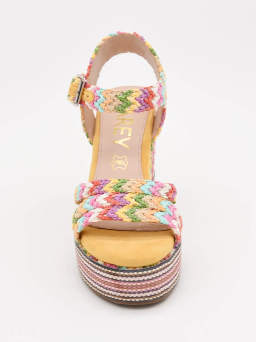 Sandalias de cuña amarillo multicolor con diseño tejido - Imagen 6
