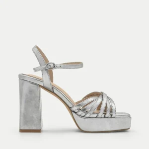 SANDALIA PLATA CON TIRAS CRUZADAS  PLATAFORMA
