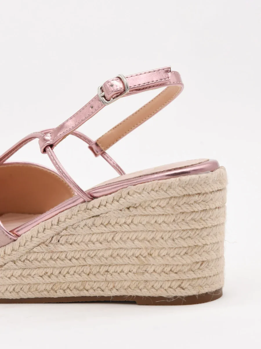 Sandalias de cuña rosa con tiras cruzadas - Imagen 6