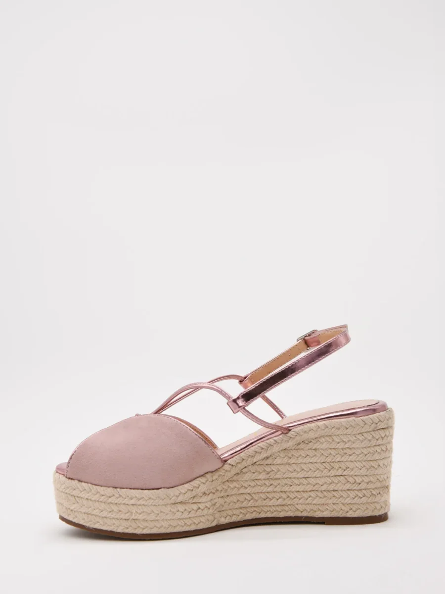 Sandalias de cuña rosa con tiras cruzadas - Imagen 7