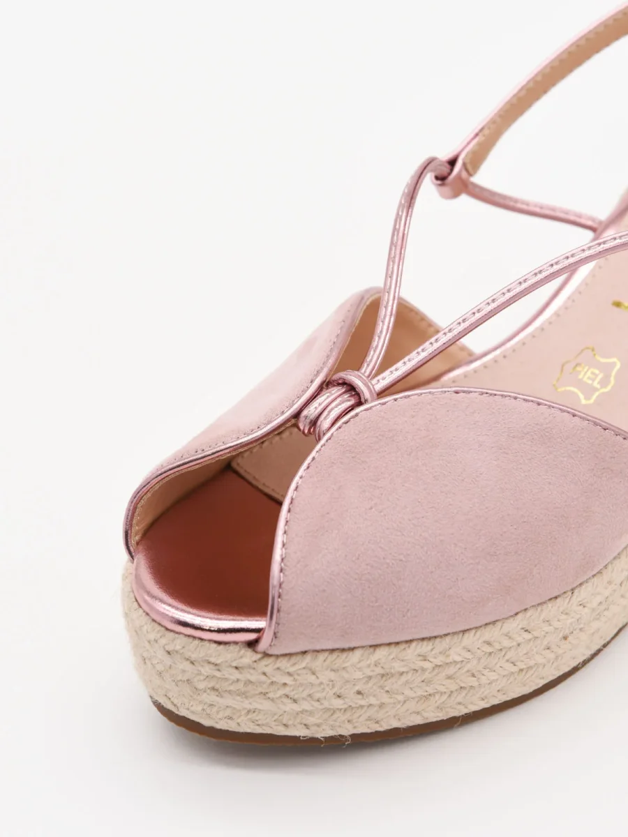 Sandalias de cuña rosa con tiras cruzadas - Imagen 8