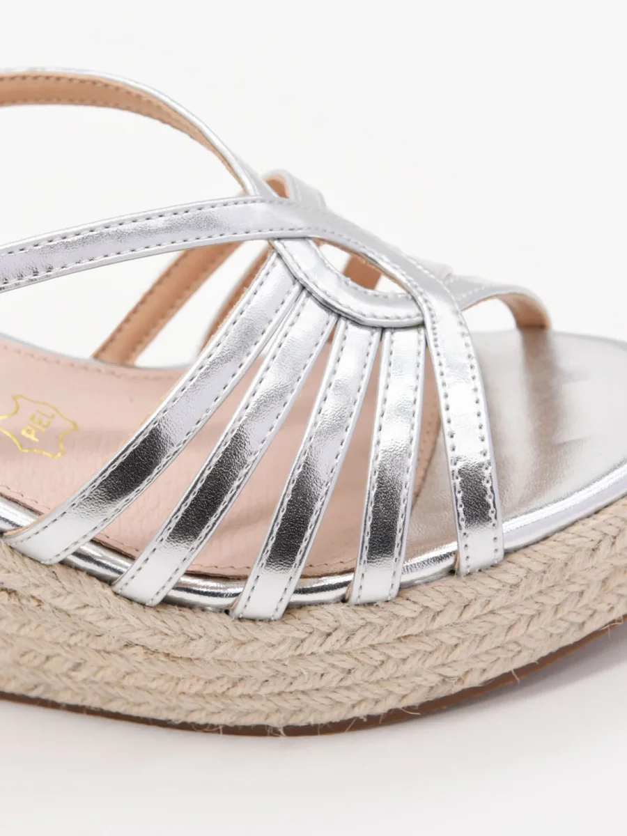 Cuñas plateadas con tiras cruzadas para mujer - Imagen 7