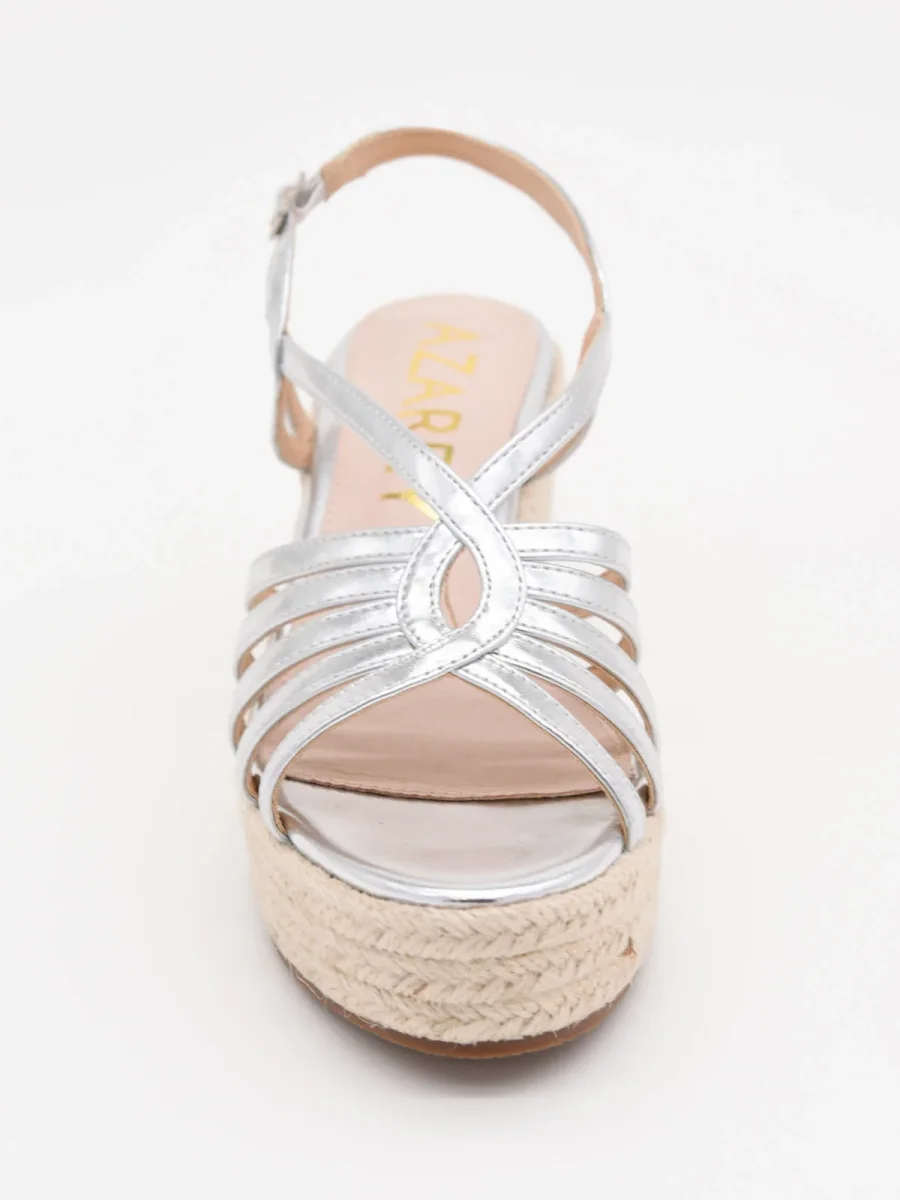 Cuñas plateadas con tiras cruzadas para mujer - Imagen 8