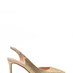 Zapato dorado destalonado con strass