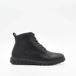 BOTÍN PIEL NEGRO CON CORDONES DE NYREX