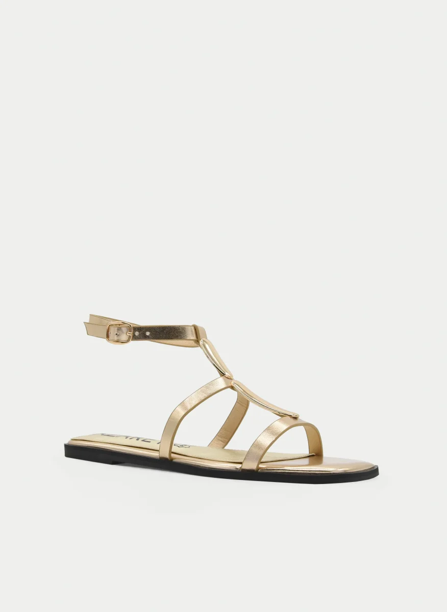 SANDALIAS PLANAS DORADAS - Imagen 3