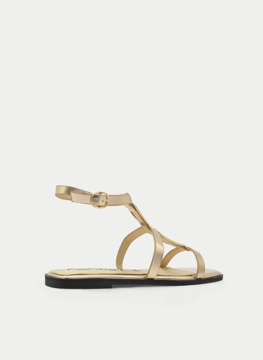 SANDALIAS PLANAS DORADAS - Imagen 6