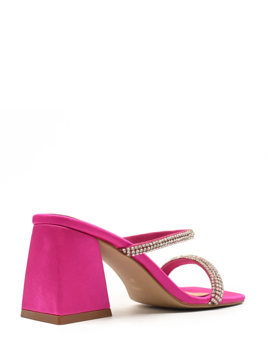Sandalia destalonada color fucsia con tiras de strass - Imagen 6