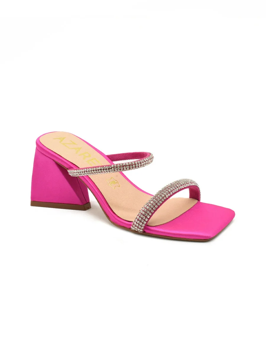Sandalia destalonada color fucsia con tiras de strass - Imagen 3