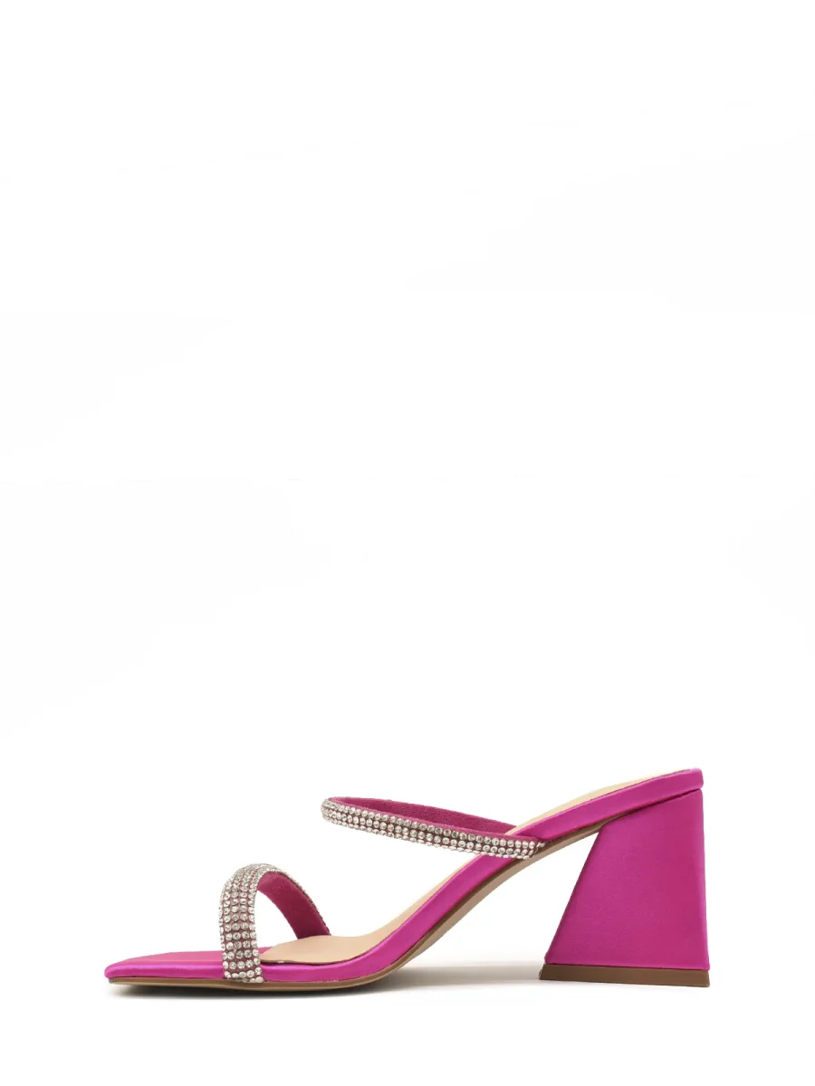 Sandalia destalonada color fucsia con tiras de strass - Imagen 5