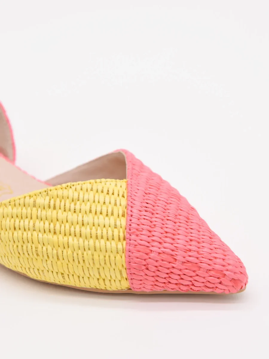 Bailarinas planas de rafia bicolor coral y amarillo - Imagen 7