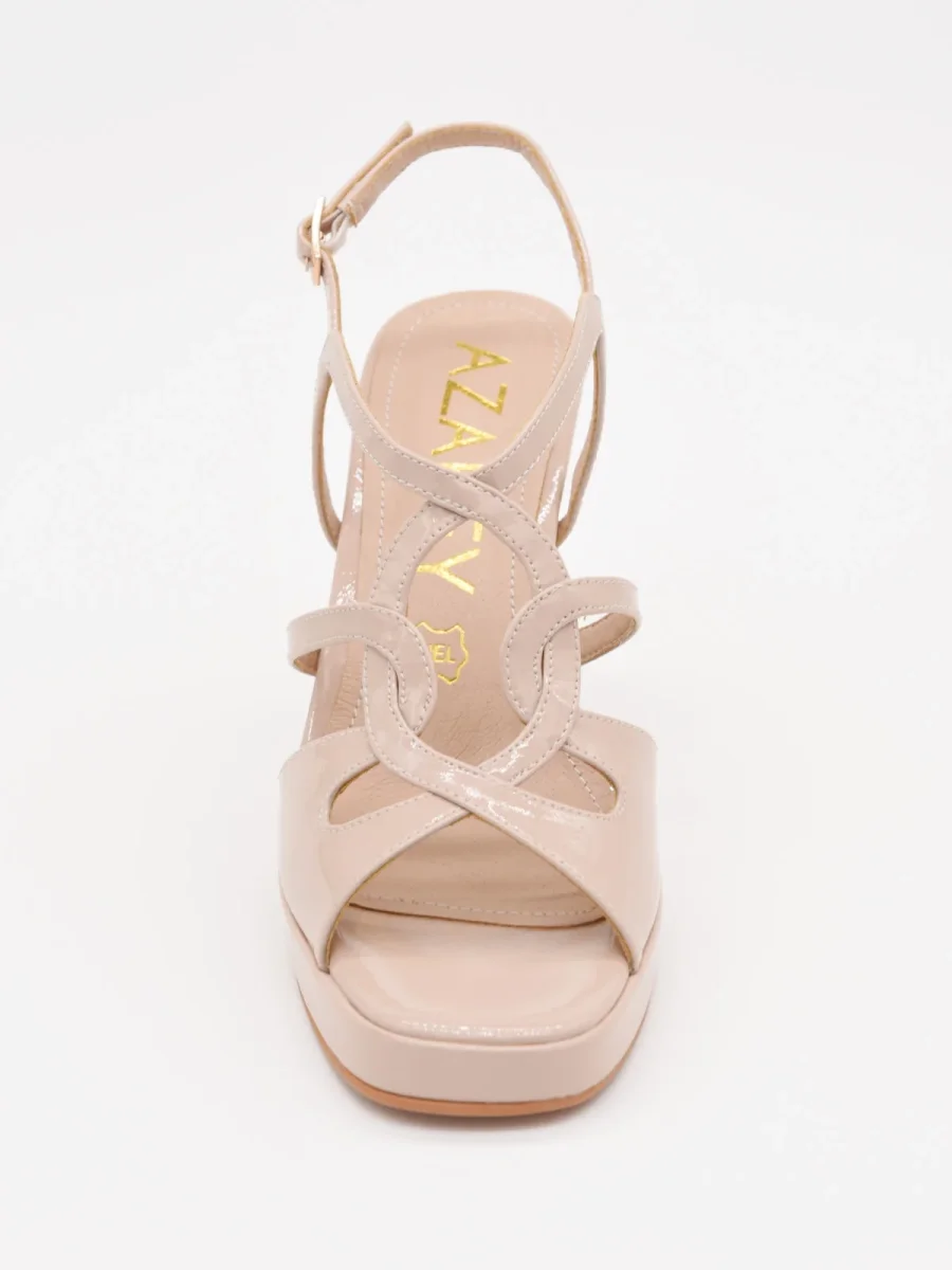 Sandalias nude de charol con tacón alto y plataforma - Imagen 7