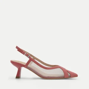 SANDALIA DE TACÓN CORAL CON REJILLA Y PULSERA