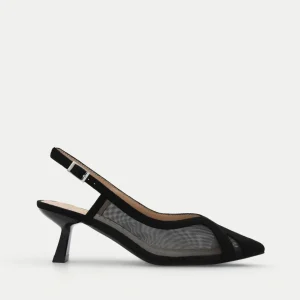 ZAPATOS DESTALONADOS NEGROS CON PUNTERA FINA Y TACÓN