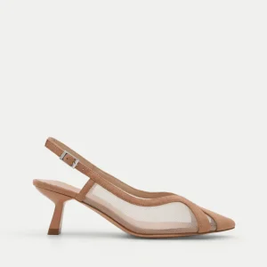 ZAPATOS DESTALONADOS COLOR TAUPE CON PUNTERA FINA Y TACÓN