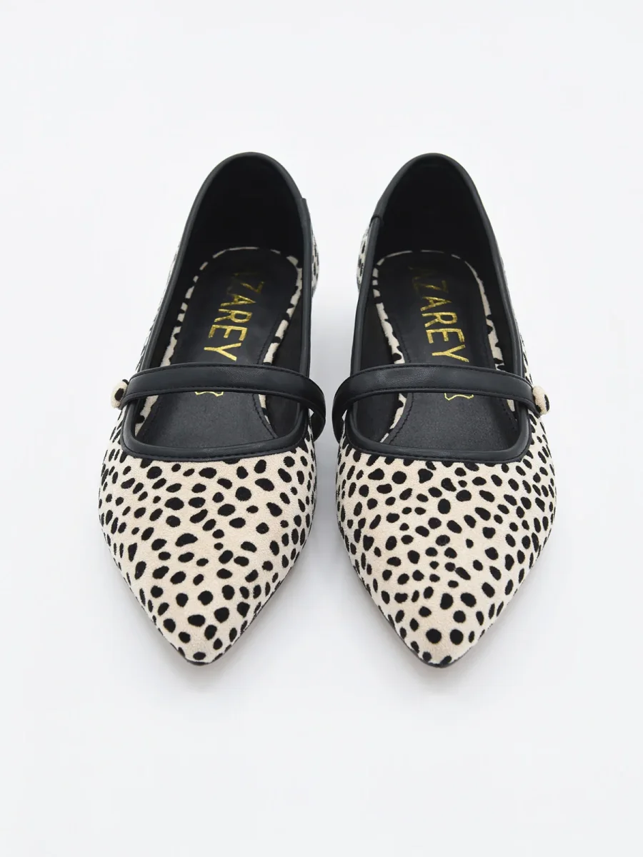 Bailarinas Beige Estampadas con Tira Negra - Imagen 7
