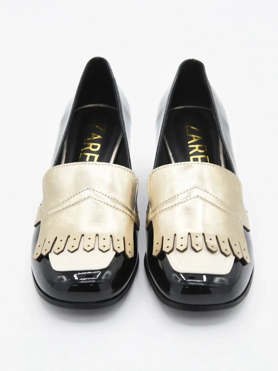 Zapatos de Charol Negros con Flecos y Tacón estampado - Imagen 6