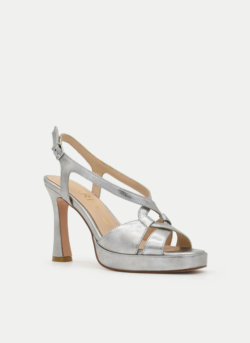 SANDALIAS PLATEADAS CON PLATAFORMA Y TACÓN FINO - Imagen 3