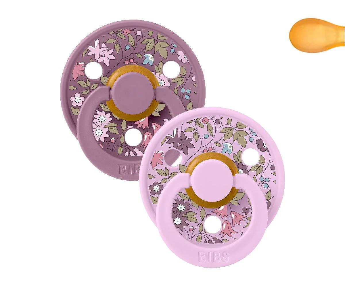 2 Chupetes BIBS Colour Simétrica Liberty Chamomile Lawn Violeta Sky - Imagen 2