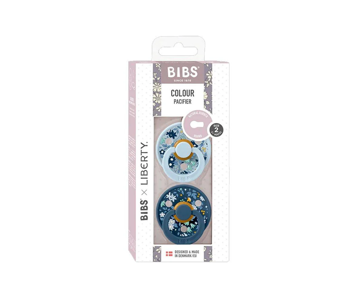 2 Chupetes BIBS Colour Simétrica Liberty Chamomile Lawn Baby Blue - Imagen 3