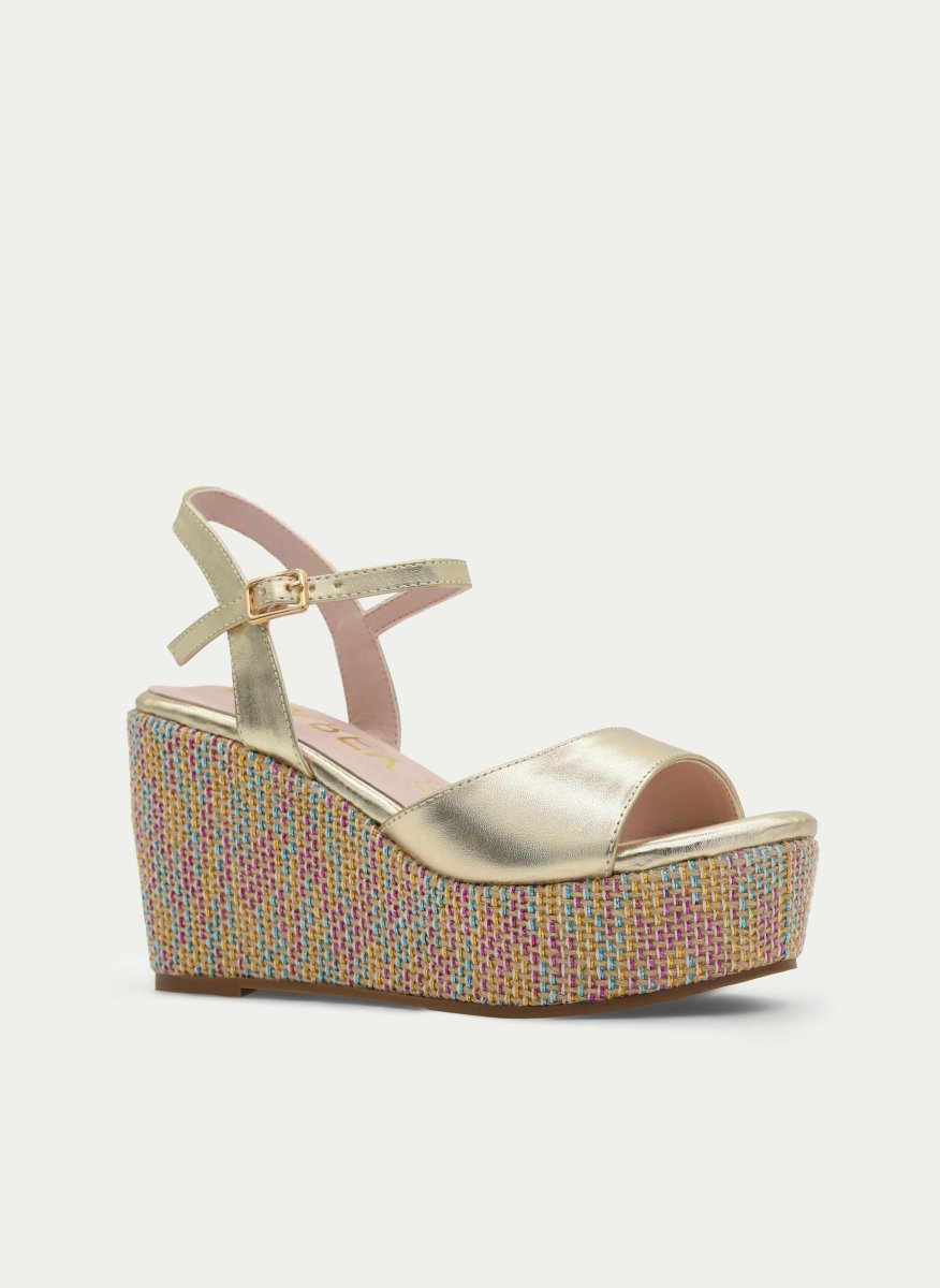 SANDALIA CUÑA ORO METALIZADO MULTICOLOR - Imagen 3
