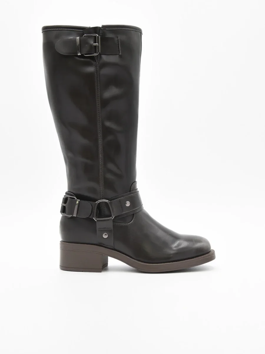 BOTA ALTA NEGRA BIKER CON HEBILLAS DE NYREX