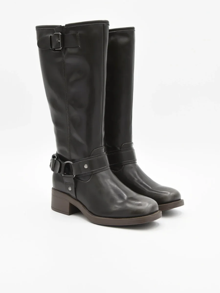 BOTA ALTA NEGRA BIKER CON HEBILLAS DE NYREX - Imagen 3