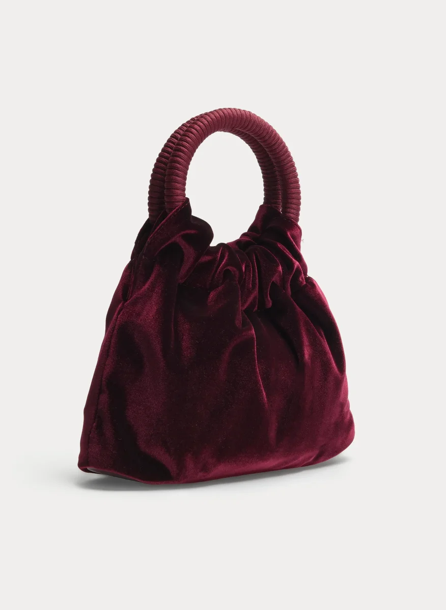 BOLSO FIESTA BURDEOS TERCIOPELO ASA FRUNCIDA - Imagen 5