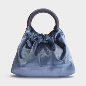 BOLSO DE MANO AZUL CON ASA REDONDA