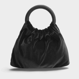 BOLSO FIESTA NEGRO TERCIOPELO ASA FRUNCIDA
