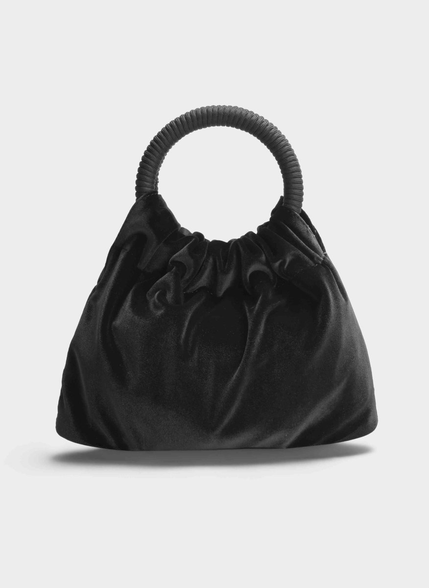 BOLSO FIESTA NEGRO TERCIOPELO ASA FRUNCIDA - Imagen 2