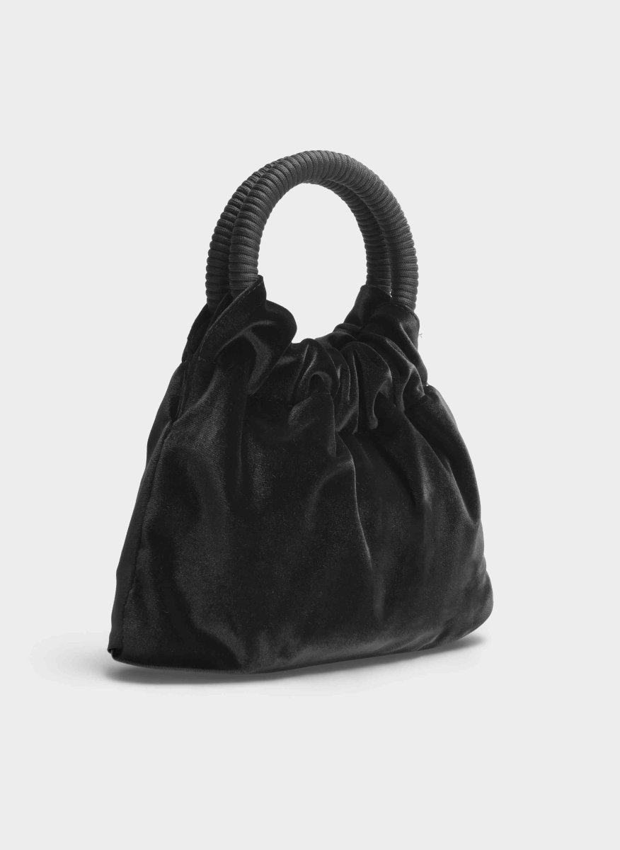 BOLSO FIESTA NEGRO TERCIOPELO ASA FRUNCIDA - Imagen 5