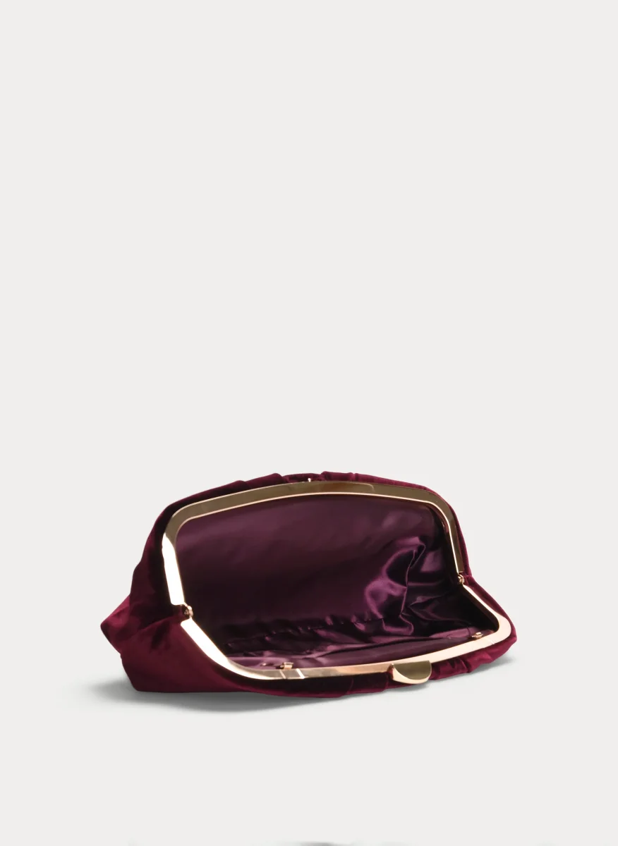 CLUTCH BURDEOS TERCIOPELO FRUNCIDO FIESTA - Imagen 6