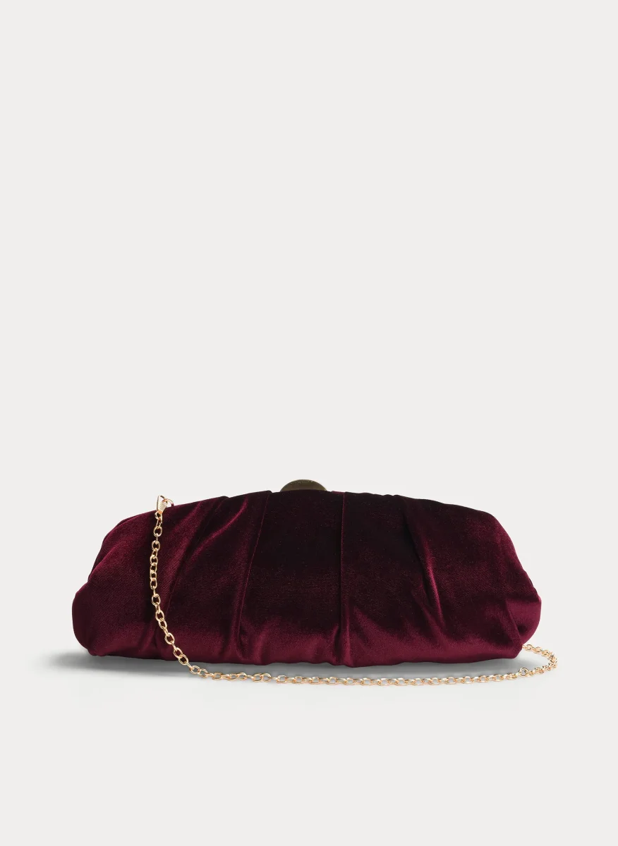 CLUTCH BURDEOS TERCIOPELO FRUNCIDO FIESTA - Imagen 7