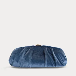 CLUTCH AZUL DE TERCIOPELO FRUNCIDO FIESTA CADENA