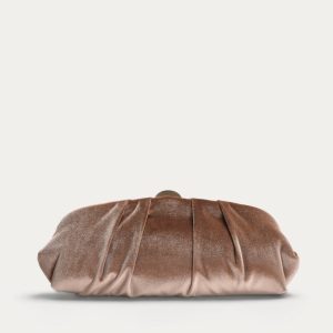 CLUTCH TAUPE TERCIOPELO FRUNCIDO FIESTA