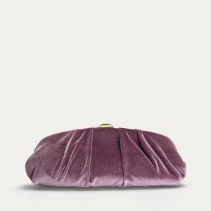 CLUTCH FIESTA MALVA TERCIOPELO FRUNCIDO CADENA