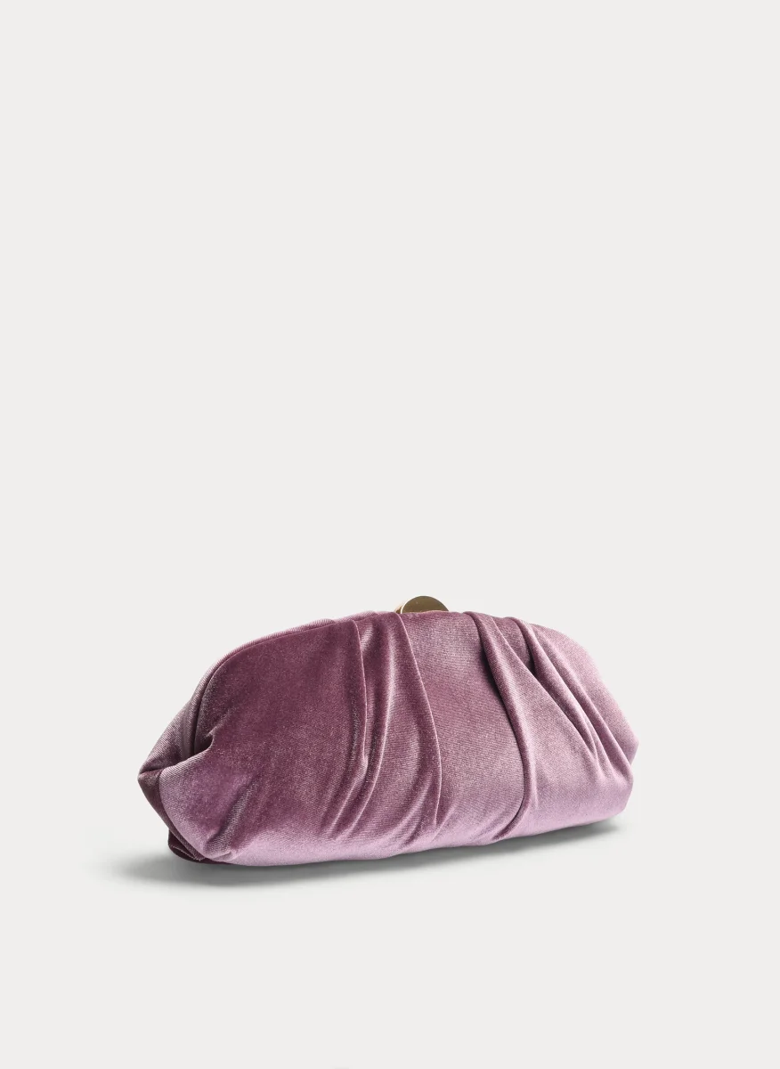 CLUTCH FIESTA MALVA TERCIOPELO FRUNCIDO CADENA - Imagen 5