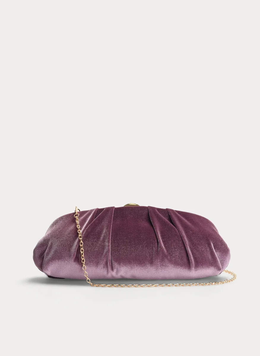 CLUTCH FIESTA MALVA TERCIOPELO FRUNCIDO CADENA - Imagen 7