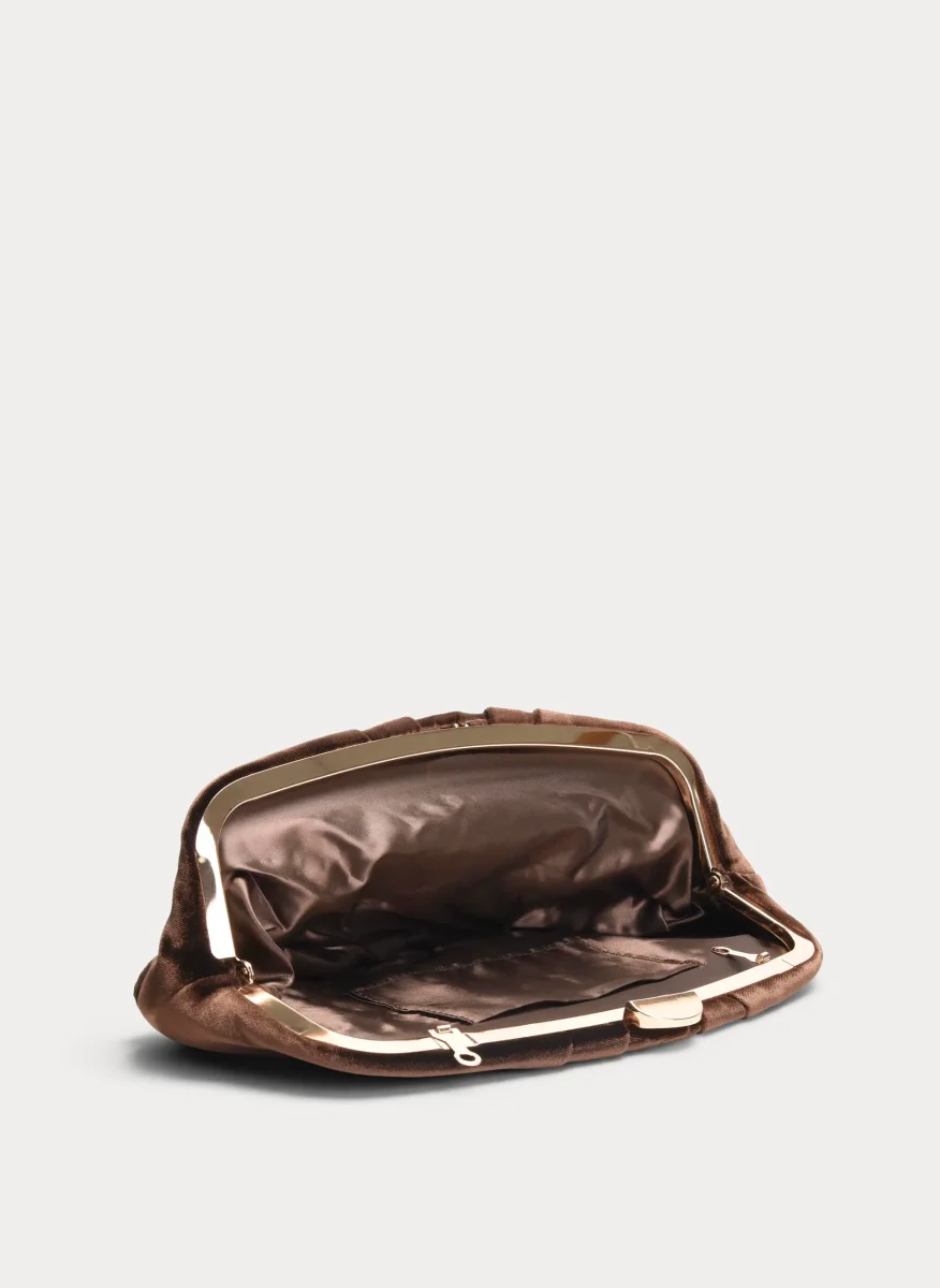 CLUTCH MARRÓN TERCIOPELO FRUNCIDO FIESTA - Imagen 6