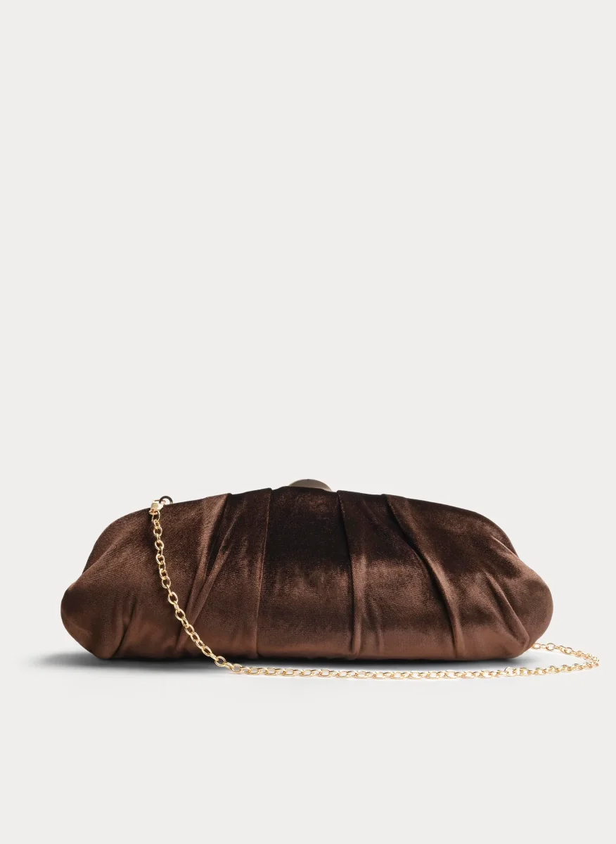 CLUTCH MARRÓN TERCIOPELO FRUNCIDO FIESTA - Imagen 7