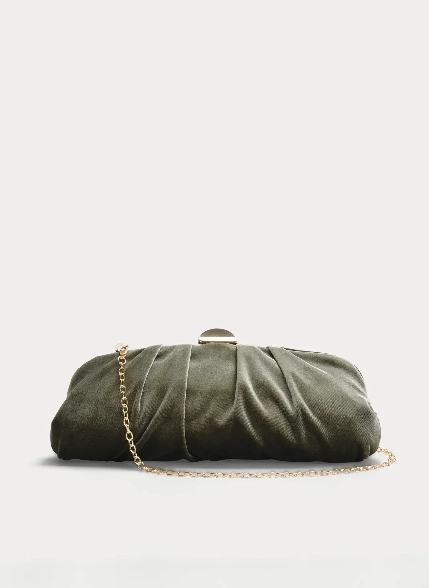 CLUTCH VERDE TERCIOPELO FRUNCIDO FIESTA - Imagen 6