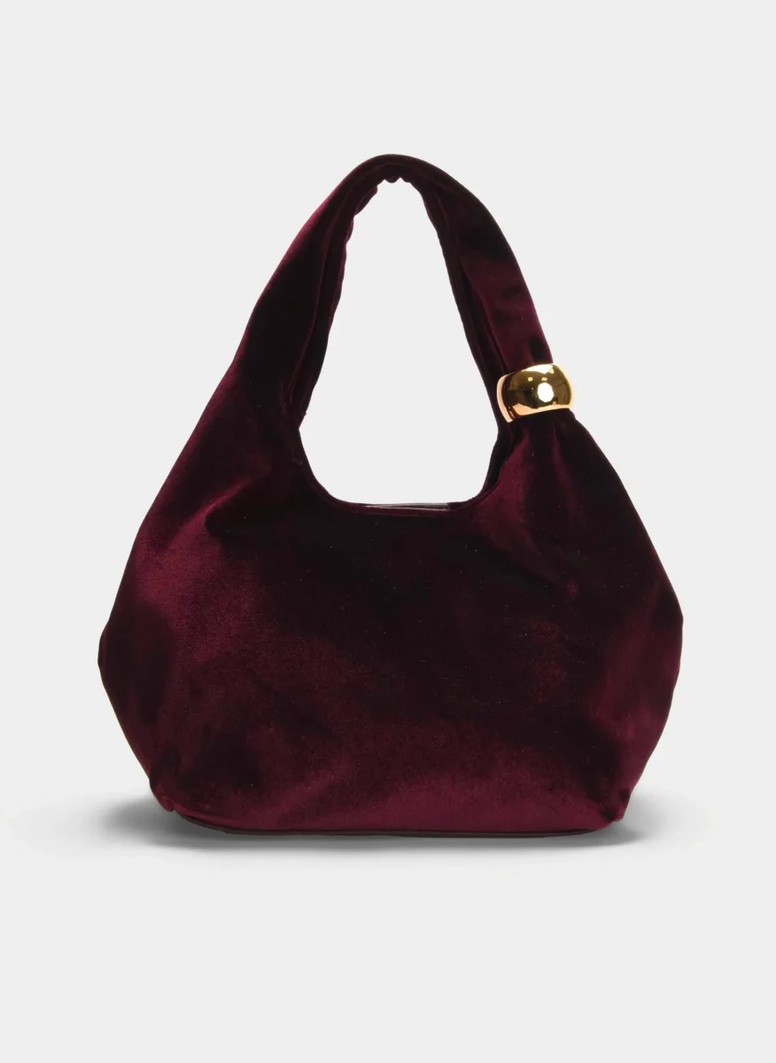 BOLSO FIESTA BURDEOS TERCIOPELO HOMBRO CADENA