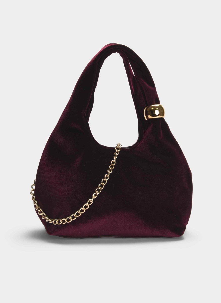 BOLSO FIESTA BURDEOS TERCIOPELO HOMBRO CADENA - Imagen 7