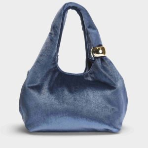 BOLSO FIESTA GRIS TERCIOPELO HOMBRO CADENA
