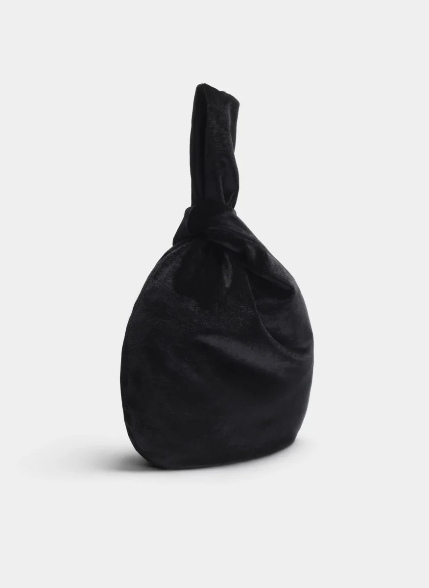 BOLSO DE MANO NEGRO TERCIOPELO CON NUDO - Imagen 3