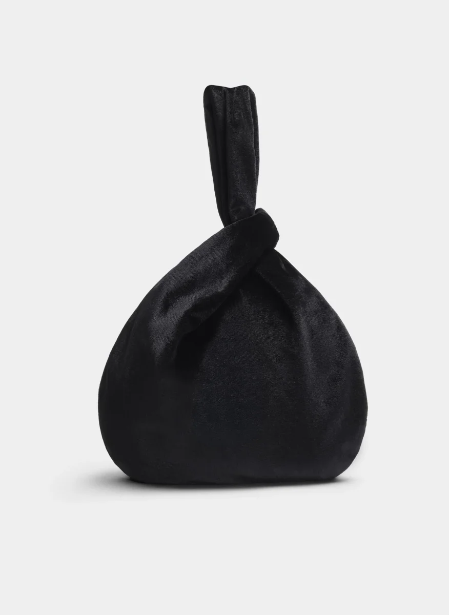 BOLSO DE MANO NEGRO TERCIOPELO CON NUDO - Imagen 6