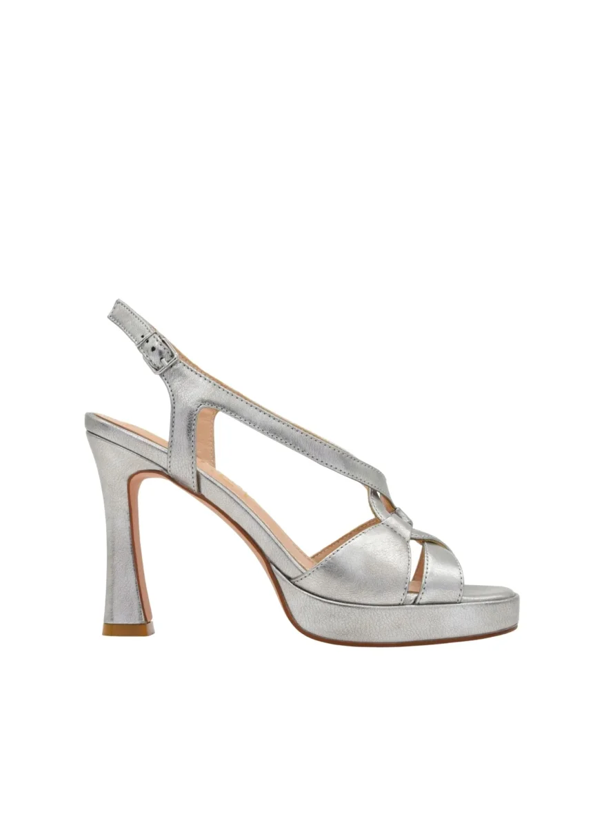 SANDALIAS PLATEADAS CON PLATAFORMA Y TACÓN FINO - Imagen 4